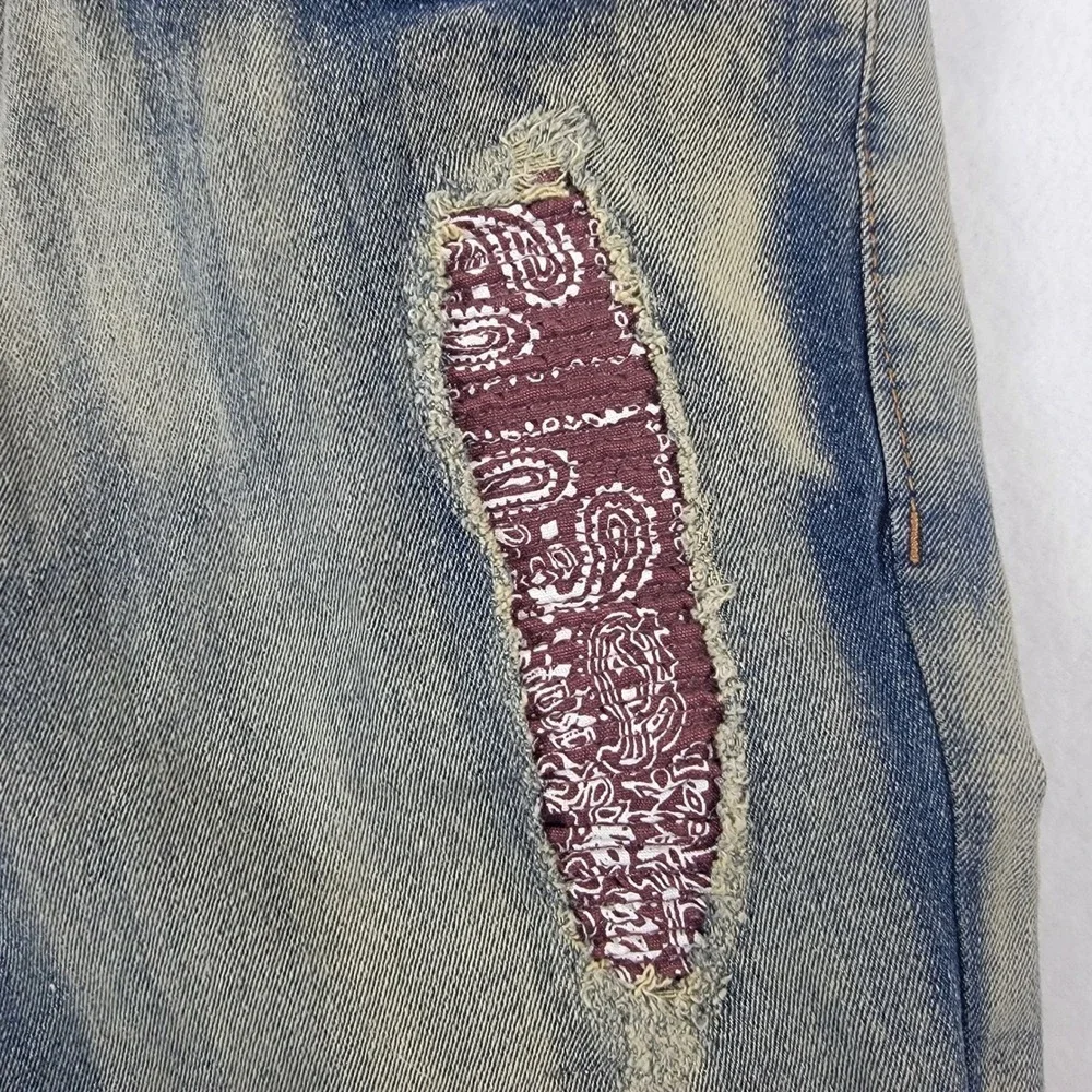 FWRD Mens Denim Jeans 40x34 Distressed Patchwork Streetwear Patches Destroyed